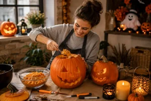 Lire la suite à propos de l’article Vider une citrouille pour faire une lanterne : guide pratique et astuces créatives pour Halloween